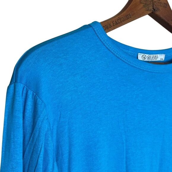 Guzel NWT Long Sleeve Stretch Casual Pullover Mini Tunic Dress Blue Size XXL - Picture 4 of 8